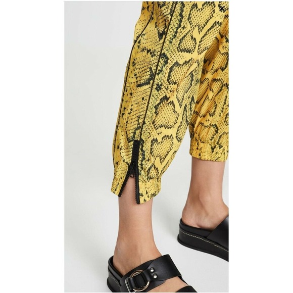 Pam & Gela Snake Print Track Pants Elastic Waist Ankle Zipper‎ Yellow Black P - Picture 2 of 12